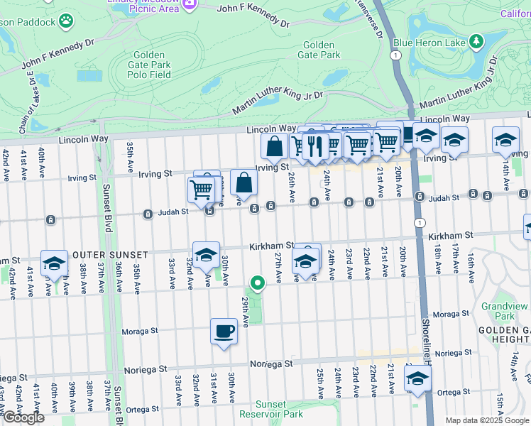 map of restaurants, bars, coffee shops, grocery stores, and more near in San Francisco