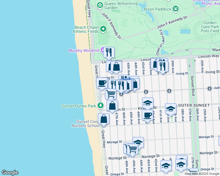 map of restaurants, bars, coffee shops, grocery stores, and more near in San Francisco