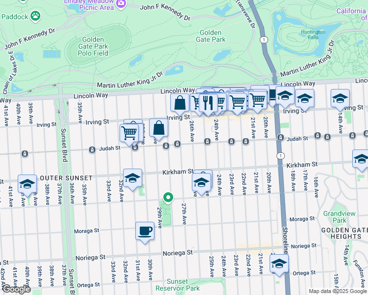 map of restaurants, bars, coffee shops, grocery stores, and more near in San Francisco