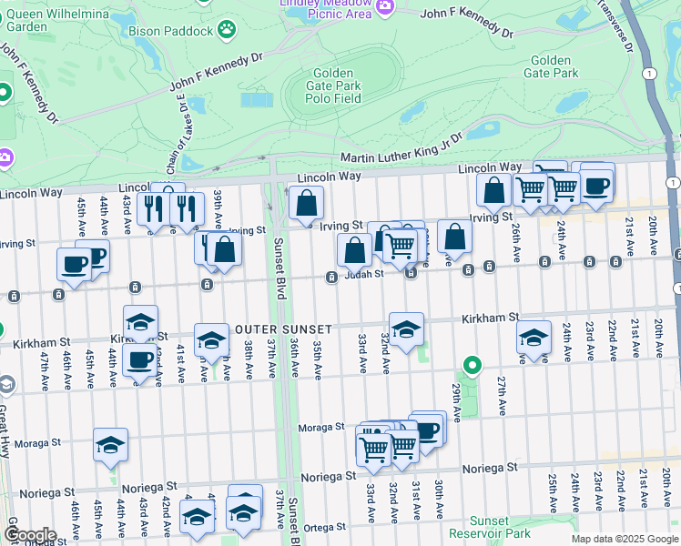map of restaurants, bars, coffee shops, grocery stores, and more near in San Francisco