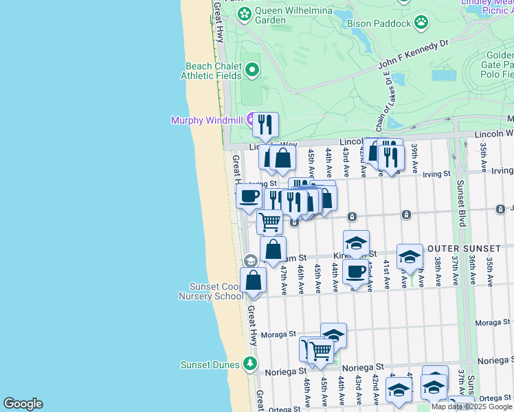 map of restaurants, bars, coffee shops, grocery stores, and more near in San Francisco