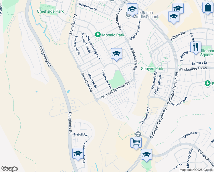 map of restaurants, bars, coffee shops, grocery stores, and more near 4298 Astor Hollow Street in San Ramon
