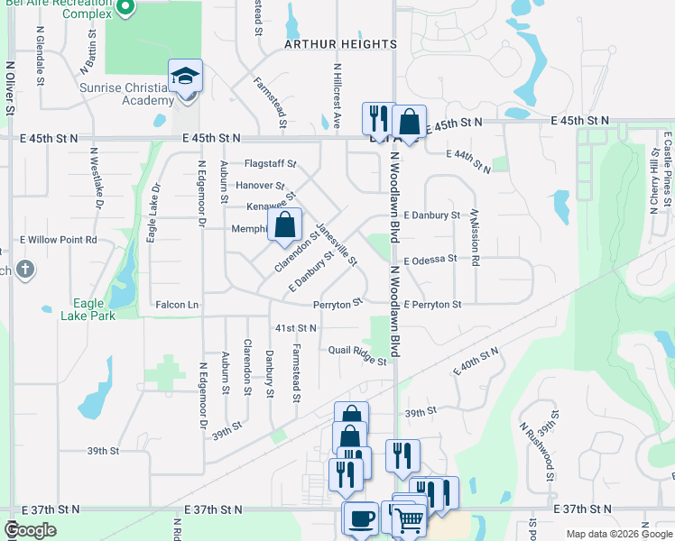 map of restaurants, bars, coffee shops, grocery stores, and more near 6139 Edinburg St in Bel Aire