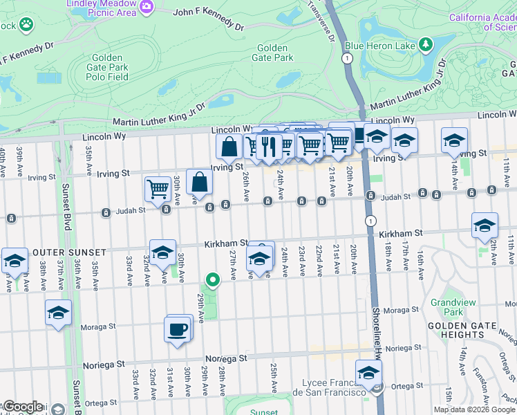 map of restaurants, bars, coffee shops, grocery stores, and more near in San Francisco
