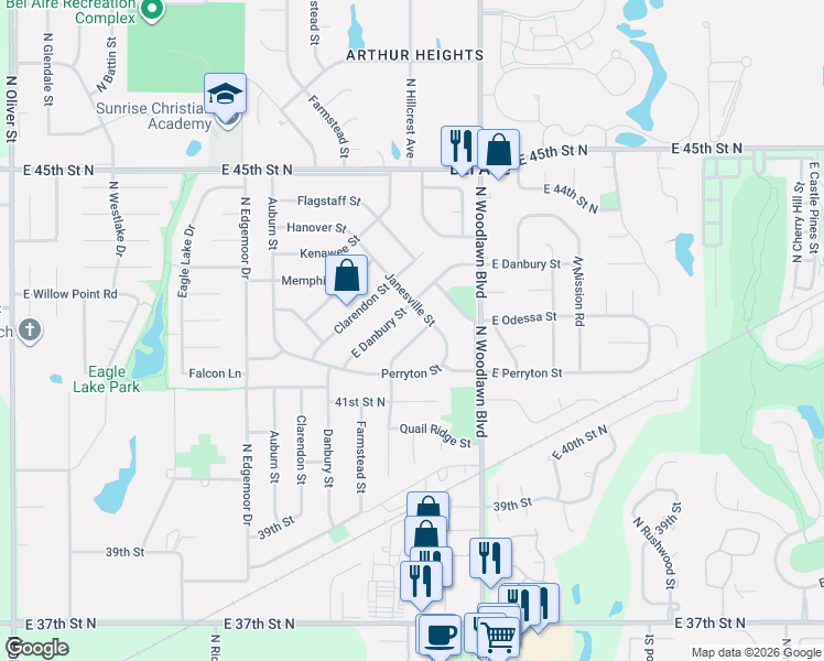map of restaurants, bars, coffee shops, grocery stores, and more near 6139 Edinburg St in Bel Aire