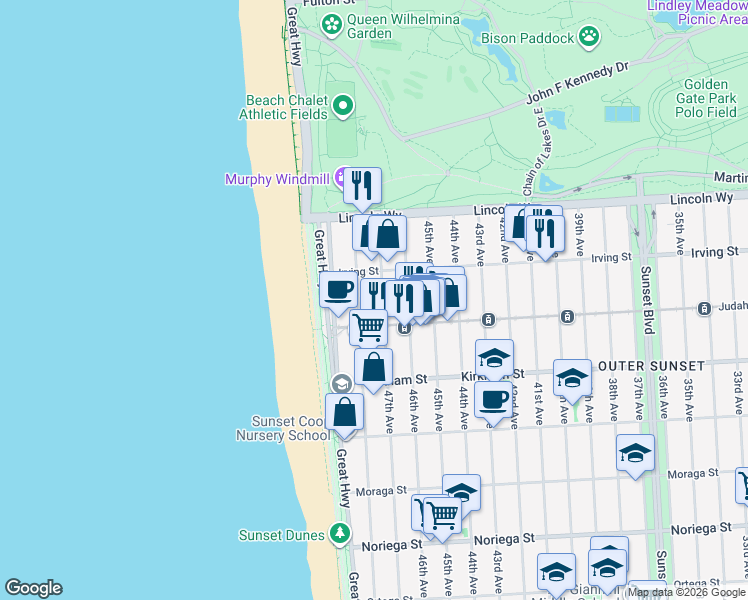 map of restaurants, bars, coffee shops, grocery stores, and more near in San Francisco