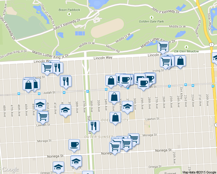 map of restaurants, bars, coffee shops, grocery stores, and more near in San Francisco