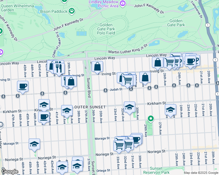 map of restaurants, bars, coffee shops, grocery stores, and more near in San Francisco