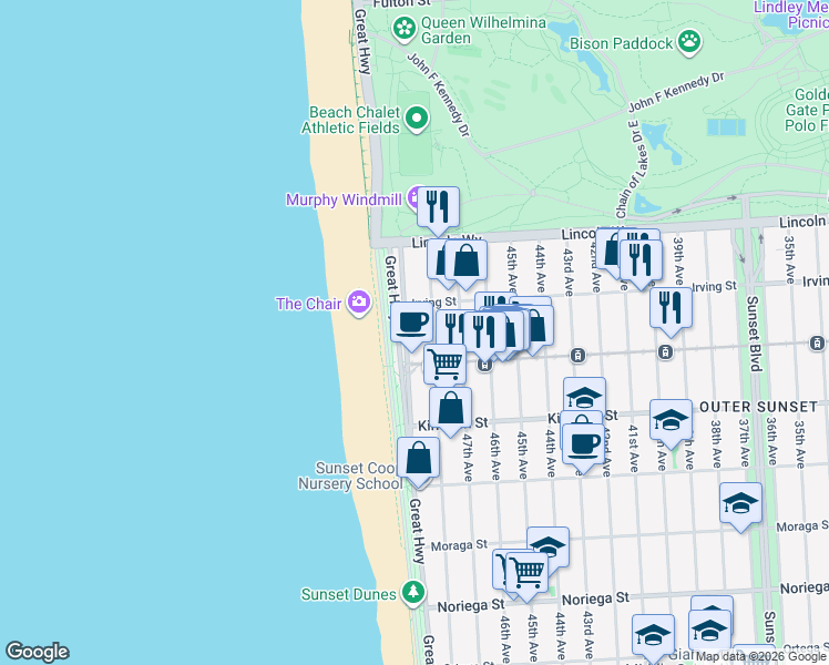 map of restaurants, bars, coffee shops, grocery stores, and more near in San Francisco