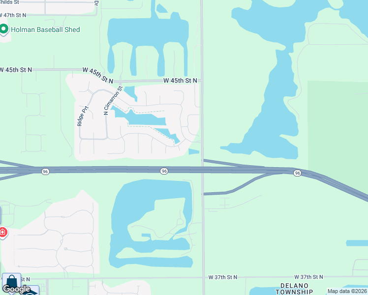map of restaurants, bars, coffee shops, grocery stores, and more near Highway 96 in Wichita