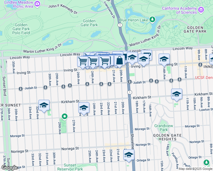 map of restaurants, bars, coffee shops, grocery stores, and more near in San Francisco