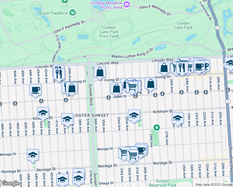 map of restaurants, bars, coffee shops, grocery stores, and more near in San Francisco