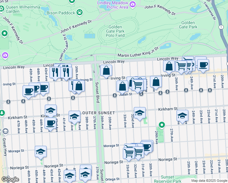 map of restaurants, bars, coffee shops, grocery stores, and more near in San Francisco