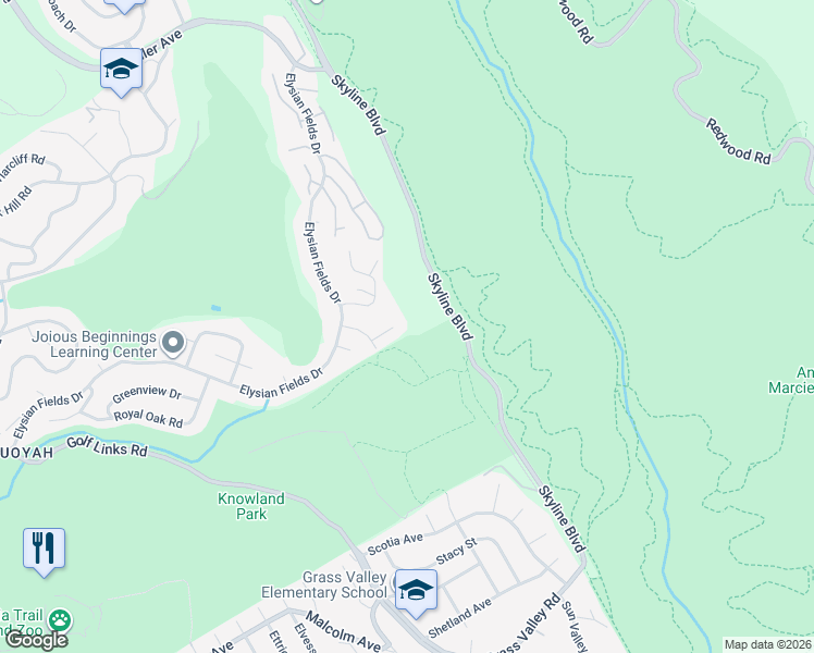 map of restaurants, bars, coffee shops, grocery stores, and more near 441 Fox Hills Court in Oakland