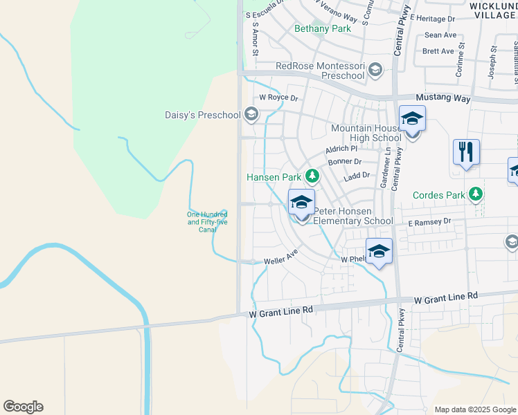map of restaurants, bars, coffee shops, grocery stores, and more near 636 Trevor Dr in Tracy