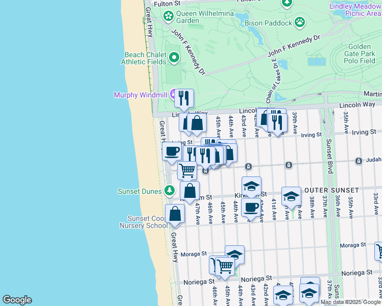 map of restaurants, bars, coffee shops, grocery stores, and more near in San Francisco