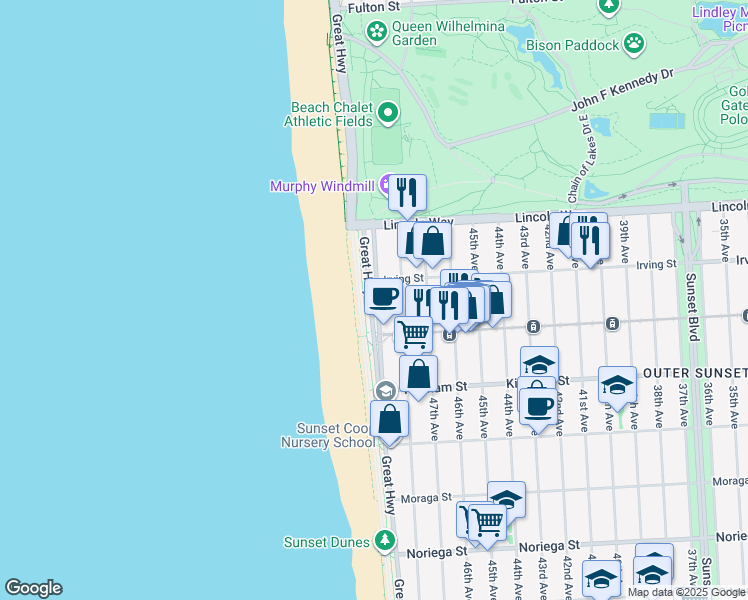 map of restaurants, bars, coffee shops, grocery stores, and more near in San Francisco