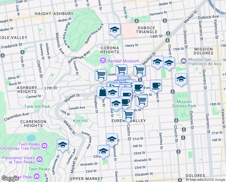 map of restaurants, bars, coffee shops, grocery stores, and more near in San Francisco