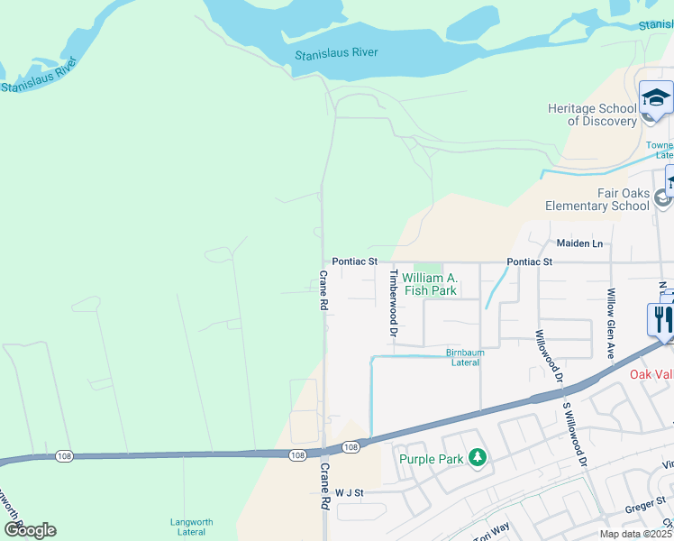 map of restaurants, bars, coffee shops, grocery stores, and more near 294 New Court in Oakdale