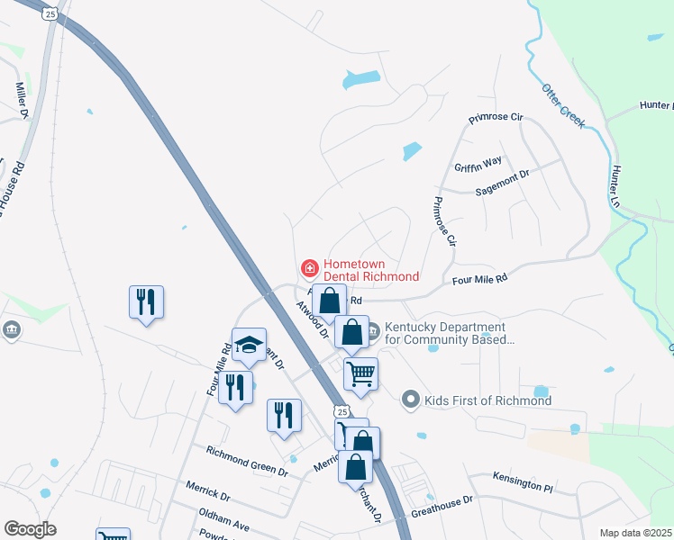 map of restaurants, bars, coffee shops, grocery stores, and more near 1006 Cobble Drive in Richmond