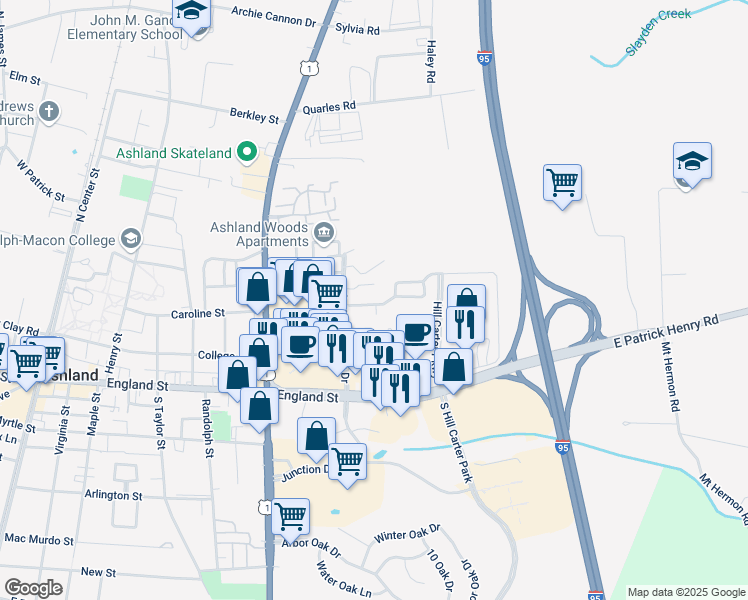 map of restaurants, bars, coffee shops, grocery stores, and more near 826 Sweet Tessa Drive in Ashland