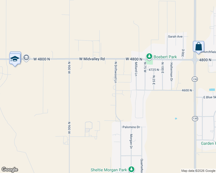 map of restaurants, bars, coffee shops, grocery stores, and more near 4569 N Driftwood Ln in Cedar City