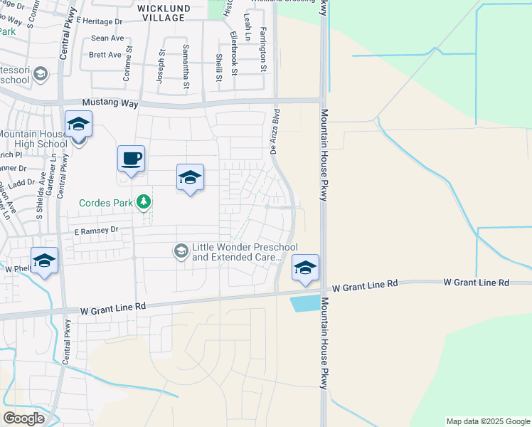 map of restaurants, bars, coffee shops, grocery stores, and more near 547 Deb Corallo Terrace in Tracy