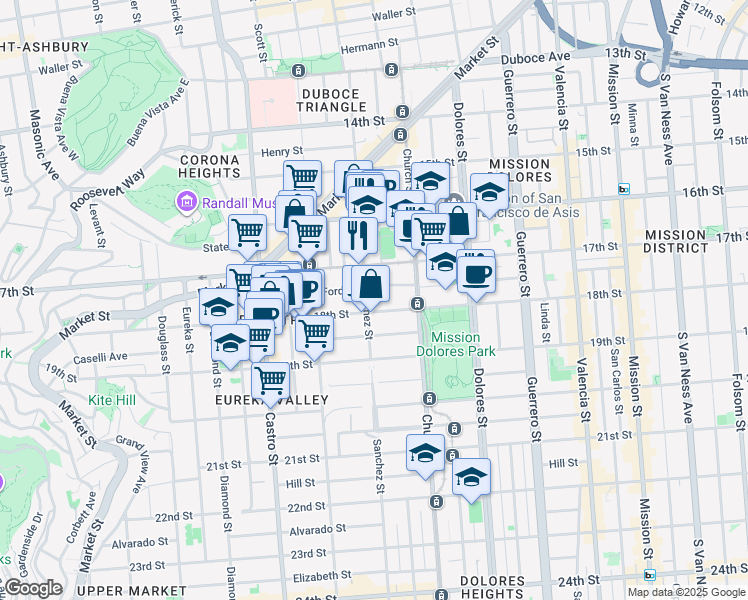 map of restaurants, bars, coffee shops, grocery stores, and more near in San Francisco
