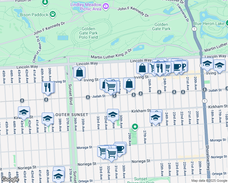 map of restaurants, bars, coffee shops, grocery stores, and more near in San Francisco