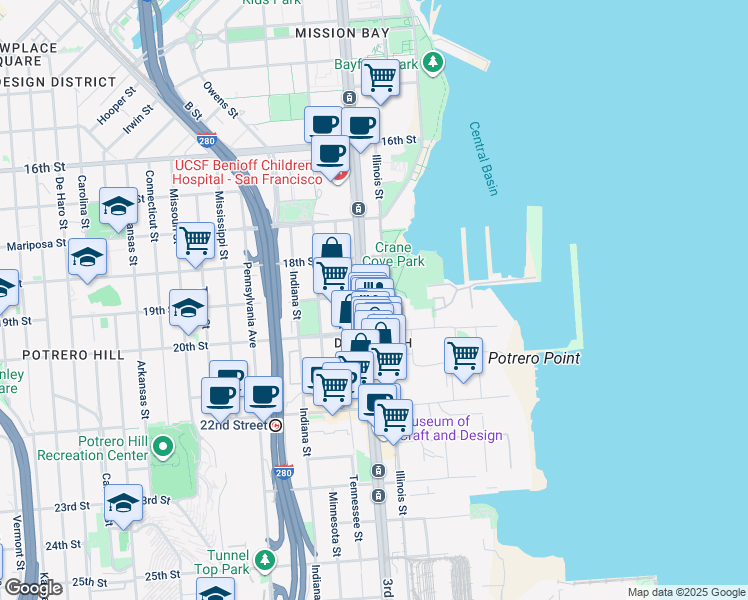 map of restaurants, bars, coffee shops, grocery stores, and more near in San Francisco