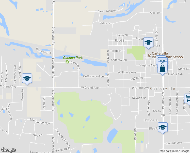 map of restaurants, bars, coffee shops, grocery stores, and more near 811 Cottonwood Lane in Carterville