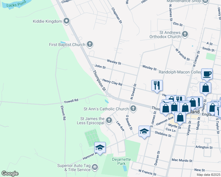 map of restaurants, bars, coffee shops, grocery stores, and more near 105 Chapman Street in Ashland