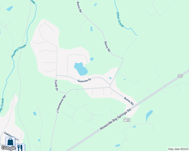 map of restaurants, bars, coffee shops, grocery stores, and more near 123-127 Genrose Drive in Hardin