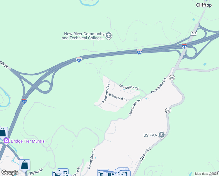 map of restaurants, bars, coffee shops, grocery stores, and more near 34 Ridgewood Drive in Beaver