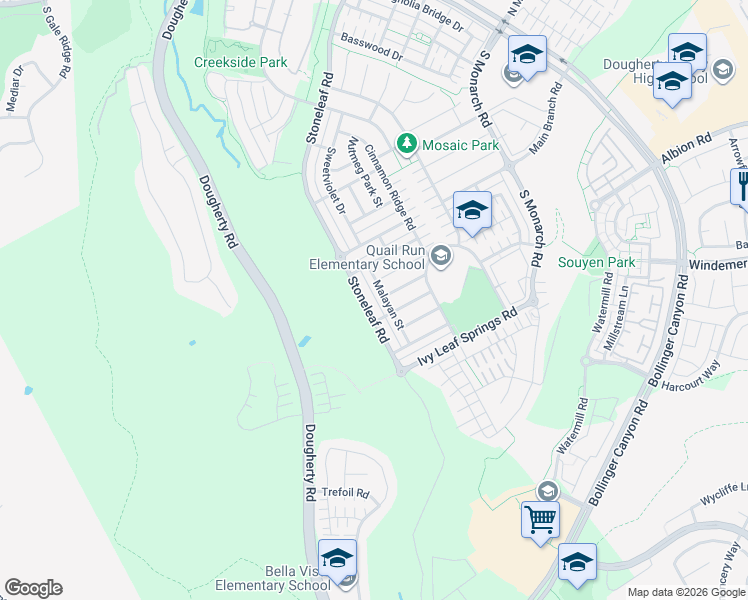 map of restaurants, bars, coffee shops, grocery stores, and more near 500 Crocus Hill Court in San Ramon