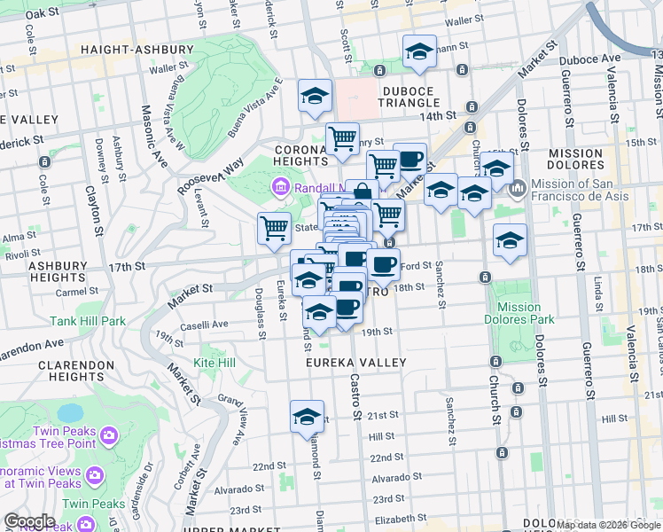 map of restaurants, bars, coffee shops, grocery stores, and more near in San Francisco