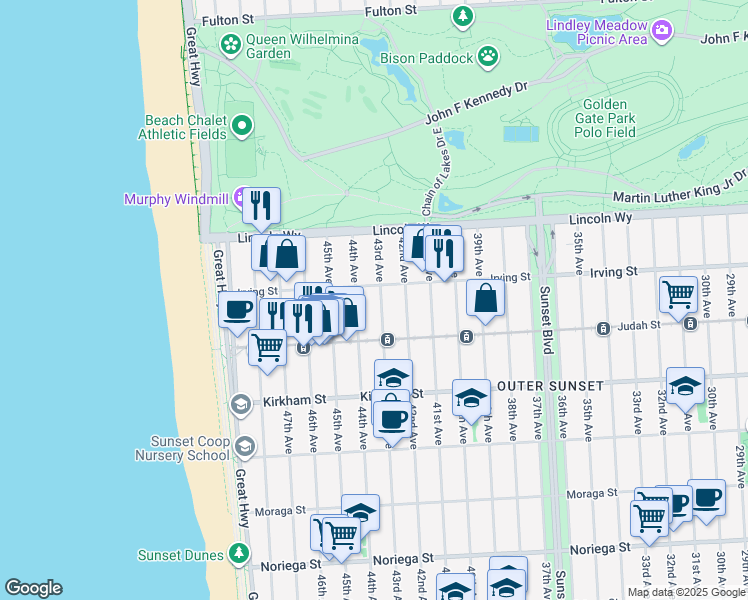 map of restaurants, bars, coffee shops, grocery stores, and more near in San Francisco
