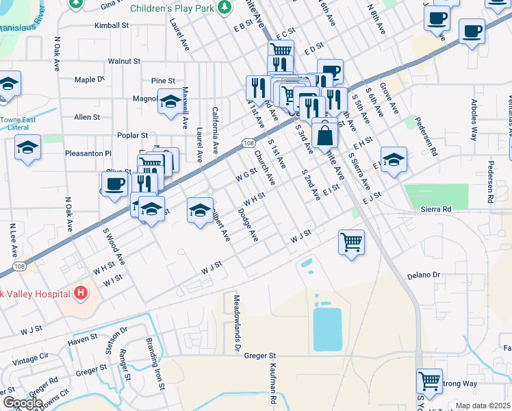 map of restaurants, bars, coffee shops, grocery stores, and more near 256 Davitt Avenue in Oakdale