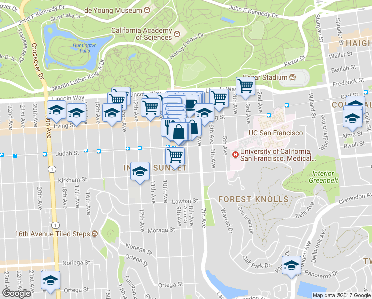 map of restaurants, bars, coffee shops, grocery stores, and more near in San Francisco