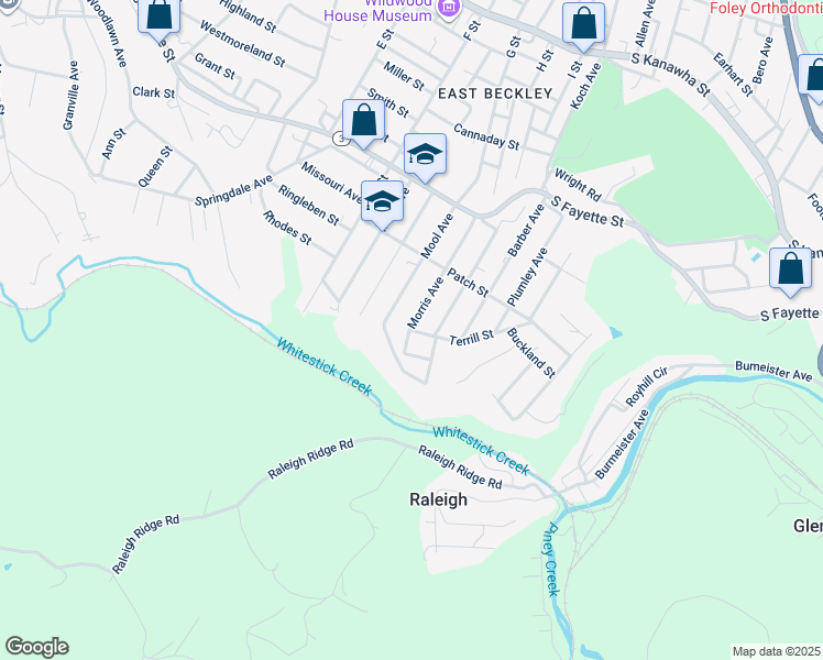 map of restaurants, bars, coffee shops, grocery stores, and more near 231 Morris Ave in Beckley