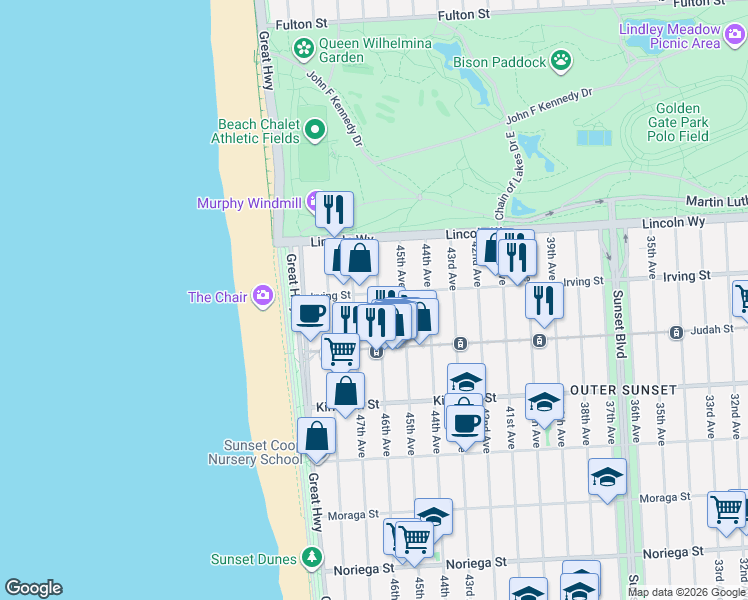 map of restaurants, bars, coffee shops, grocery stores, and more near in San Francisco