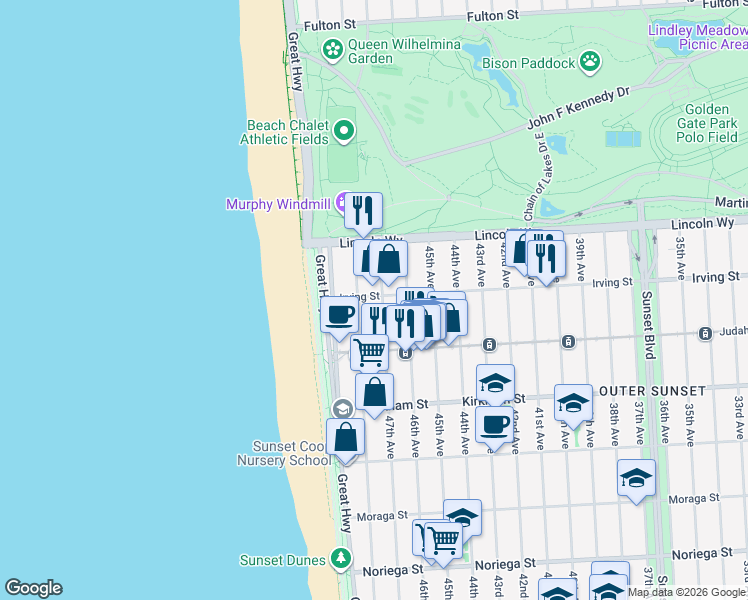 map of restaurants, bars, coffee shops, grocery stores, and more near in San Francisco