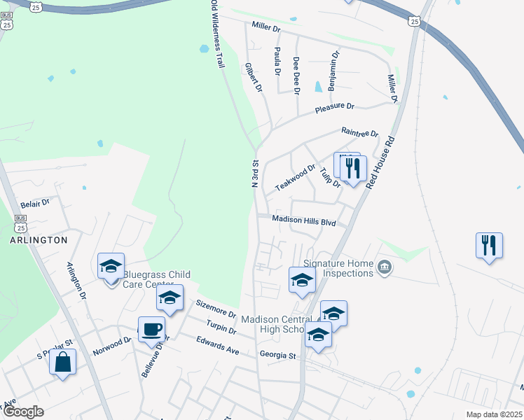 map of restaurants, bars, coffee shops, grocery stores, and more near 1073 Raintree Drive in Richmond