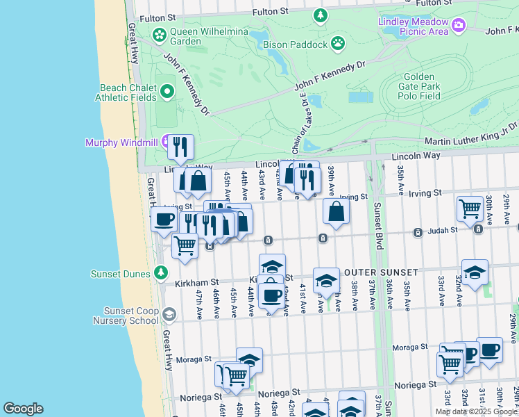map of restaurants, bars, coffee shops, grocery stores, and more near in San Francisco