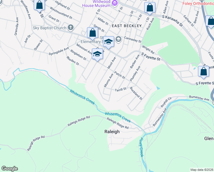 map of restaurants, bars, coffee shops, grocery stores, and more near 231 Morris Ave in Beckley