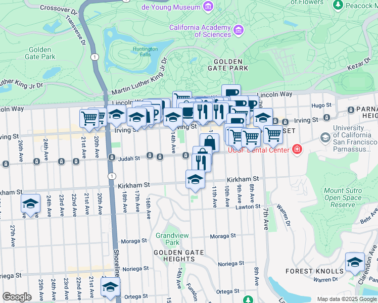 map of restaurants, bars, coffee shops, grocery stores, and more near in San Francisco