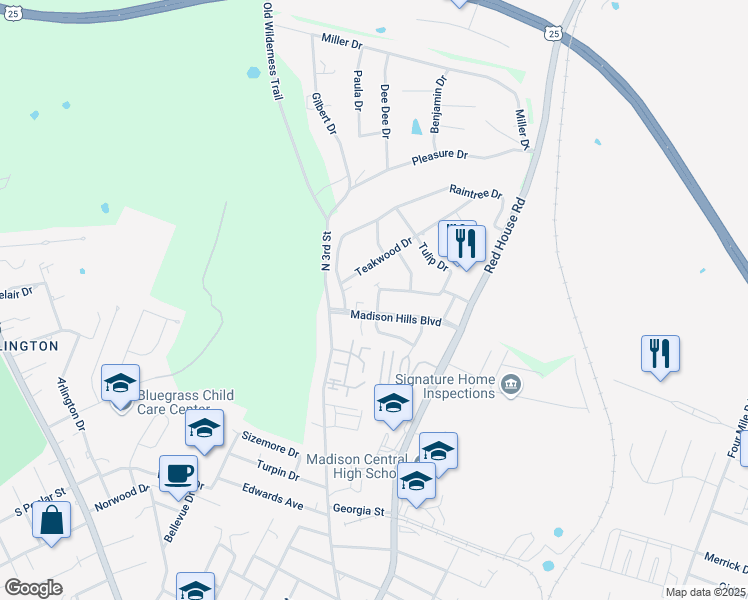 map of restaurants, bars, coffee shops, grocery stores, and more near 140 Maple Hill Drive in Richmond