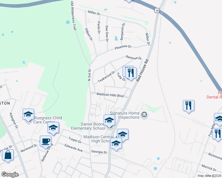 map of restaurants, bars, coffee shops, grocery stores, and more near 137 Maple Hill Drive in Richmond