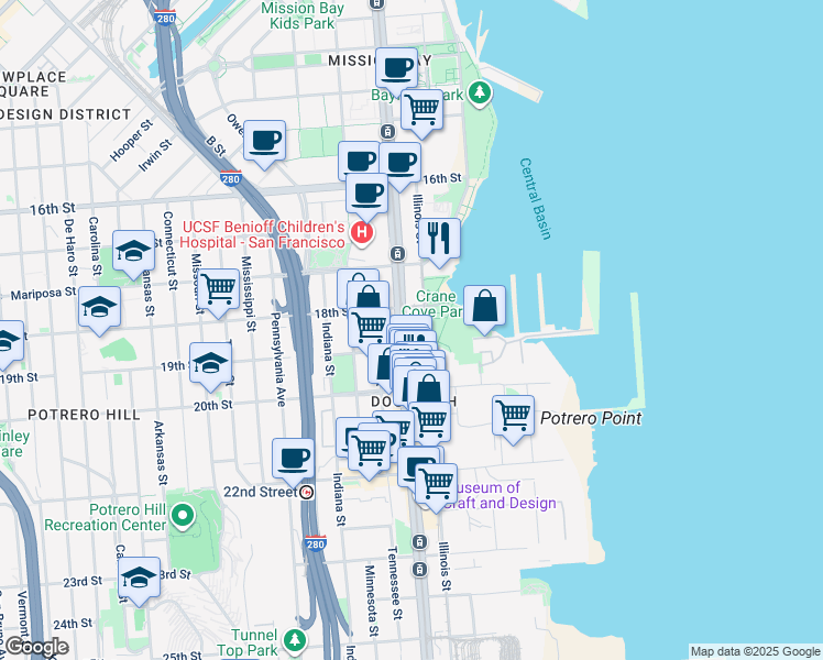 map of restaurants, bars, coffee shops, grocery stores, and more near in San Francisco