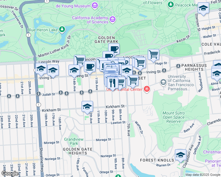 map of restaurants, bars, coffee shops, grocery stores, and more near in San Francisco